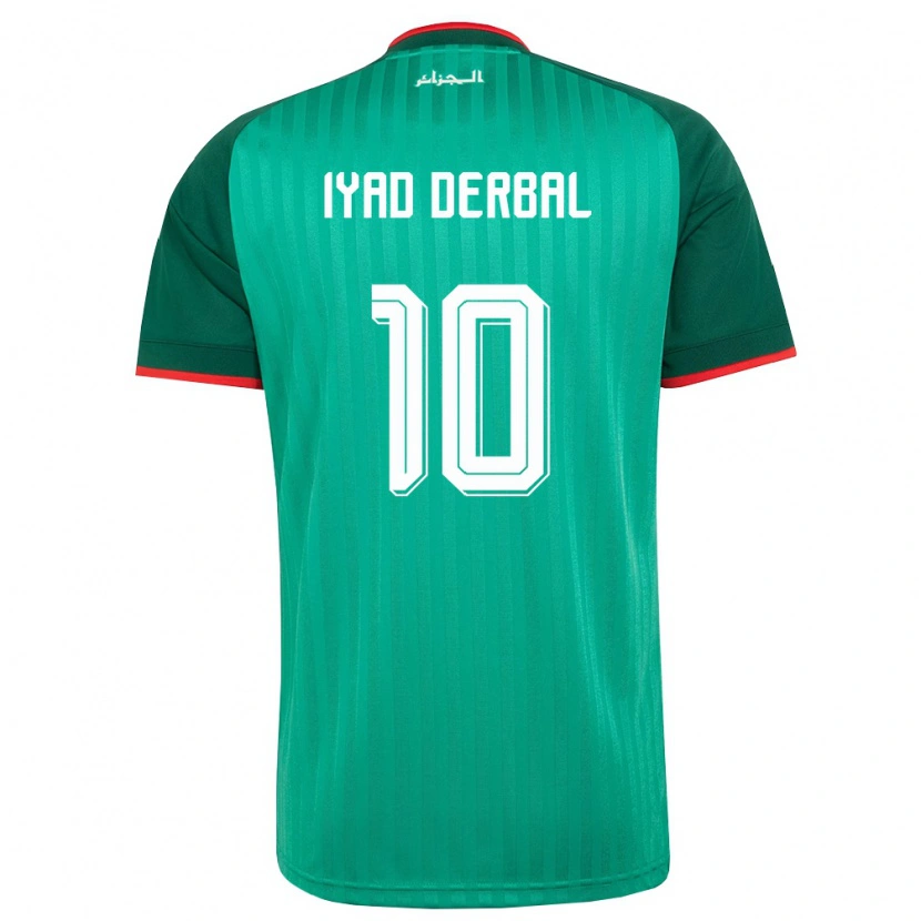 Danxen Hombre Camiseta Argelia Bassem Iyad Derbal #10 Verde Rojo Blanco 2ª Equipación 26-28 La Camisa