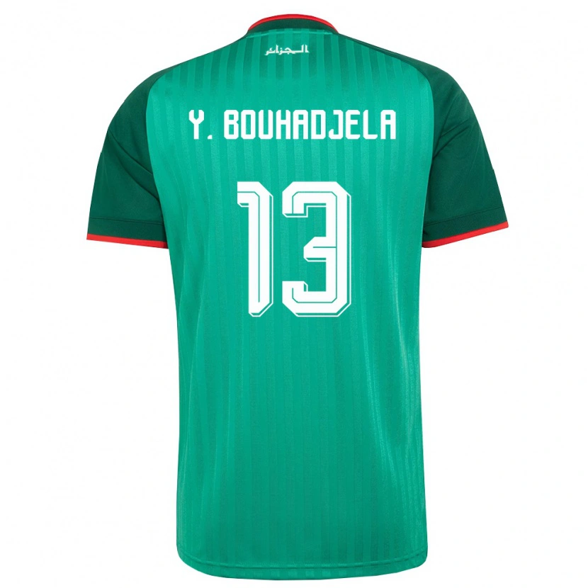 Danxen Hombre Camiseta Argelia Yasser Noureddine Bouhadjela #13 Verde Rojo Blanco 2ª Equipación 26-28 La Camisa