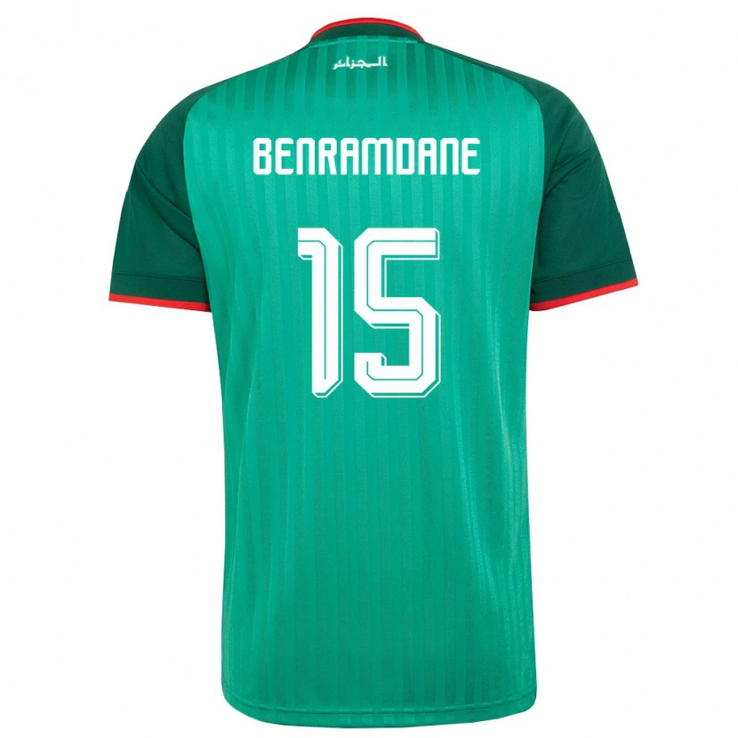 Danxen Hombre Camiseta Argelia Noam Benramdane #15 Verde Rojo Blanco 2ª Equipación 26-28 La Camisa