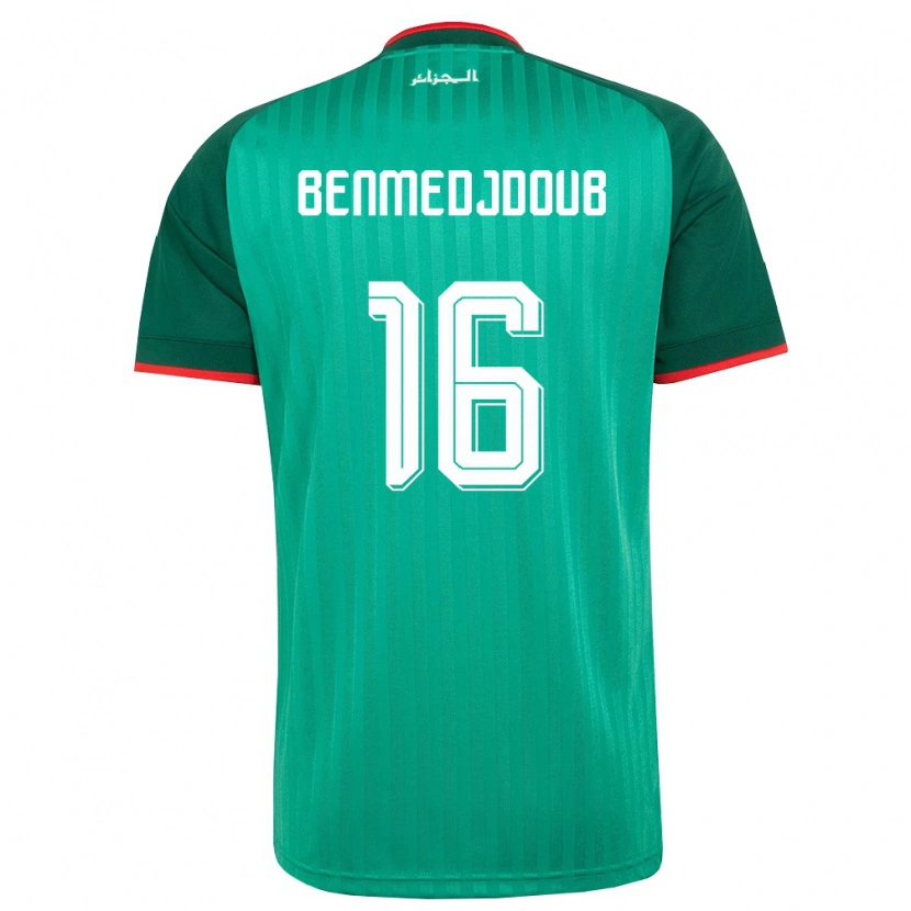 Danxen Hombre Camiseta Argelia Nazim Benmedjdoub #16 Verde Rojo Blanco 2ª Equipación 26-28 La Camisa