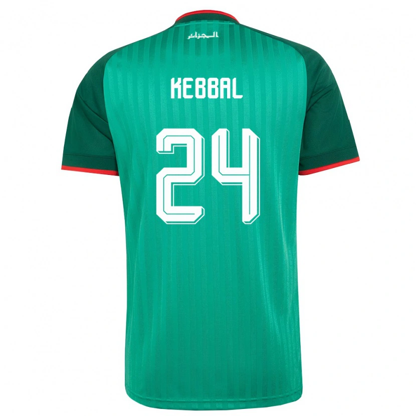 Danxen Hombre Camiseta Argelia Ilan Kebbal #24 Verde Rojo Blanco 2ª Equipación 26-28 La Camisa
