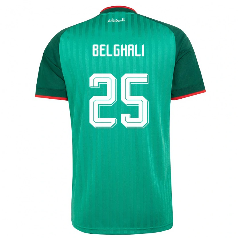 Danxen Hombre Camiseta Argelia Rafik Belghali #25 Verde Rojo Blanco 2ª Equipación 26-28 La Camisa