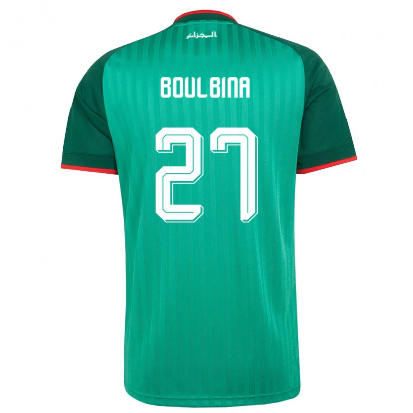 Danxen Hombre Camiseta Argelia Adil Boulbina #27 Verde Rojo Blanco 2ª Equipación 26-28 La Camisa