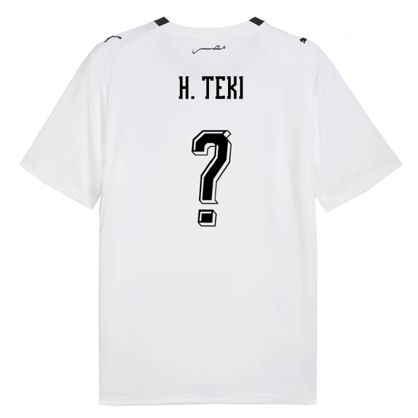 Danxen Hombre Camiseta Egipto Hossam Ashour El Teki #0 Blanco Gris Negro 2ª Equipación 26-28 La Camisa