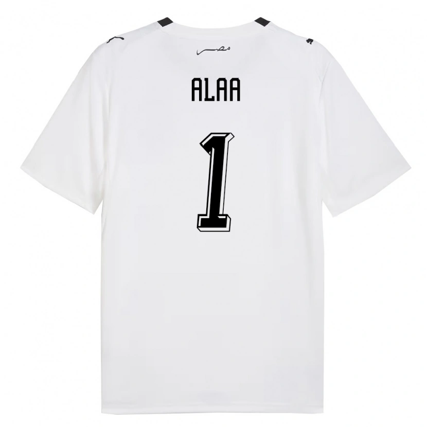 Danxen Hombre Camiseta Egipto Hamza Alaa #1 Blanco Gris Negro 2ª Equipación 26-28 La Camisa