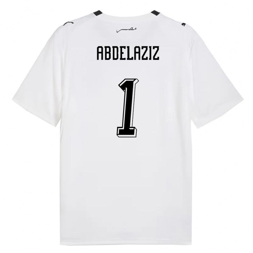 Danxen Hombre Camiseta Egipto Omar Abdelaziz #1 Blanco Gris Negro 2ª Equipación 26-28 La Camisa