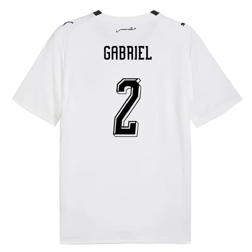 Danxen Hombre Camiseta Egipto Tebo Gabriel #2 Blanco Gris Negro 2ª Equipación 26-28 La Camisa