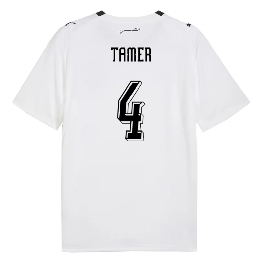 Danxen Hombre Camiseta Egipto Yassin Tamer #4 Blanco Gris Negro 2ª Equipación 26-28 La Camisa