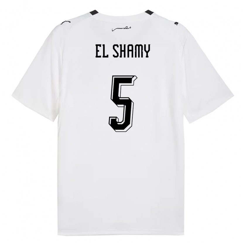 Danxen Hombre Camiseta Egipto Mohanad El Shamy #5 Blanco Gris Negro 2ª Equipación 26-28 La Camisa