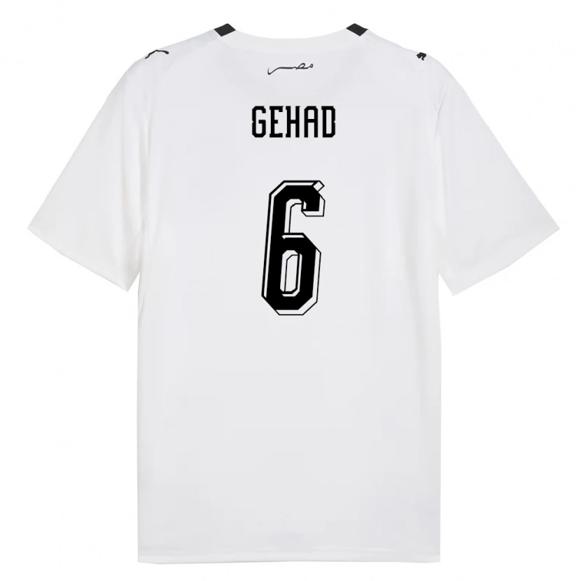 Danxen Hombre Camiseta Egipto Mahmoud Gehad #6 Blanco Gris Negro 2ª Equipación 26-28 La Camisa