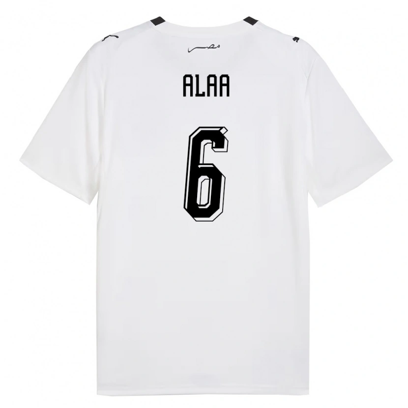 Danxen Hombre Camiseta Egipto Adel Alaa #6 Blanco Gris Negro 2ª Equipación 26-28 La Camisa