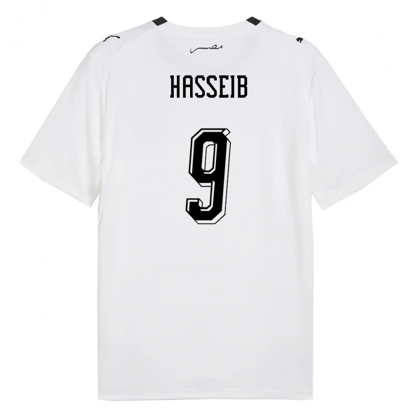 Danxen Hombre Camiseta Egipto Adham Hasseib #9 Blanco Gris Negro 2ª Equipación 26-28 La Camisa