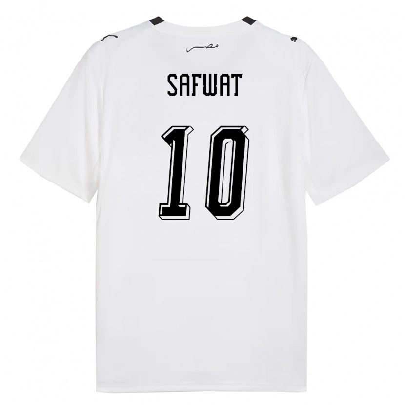 Danxen Hombre Camiseta Egipto Ahmed Safwat #10 Blanco Gris Negro 2ª Equipación 26-28 La Camisa