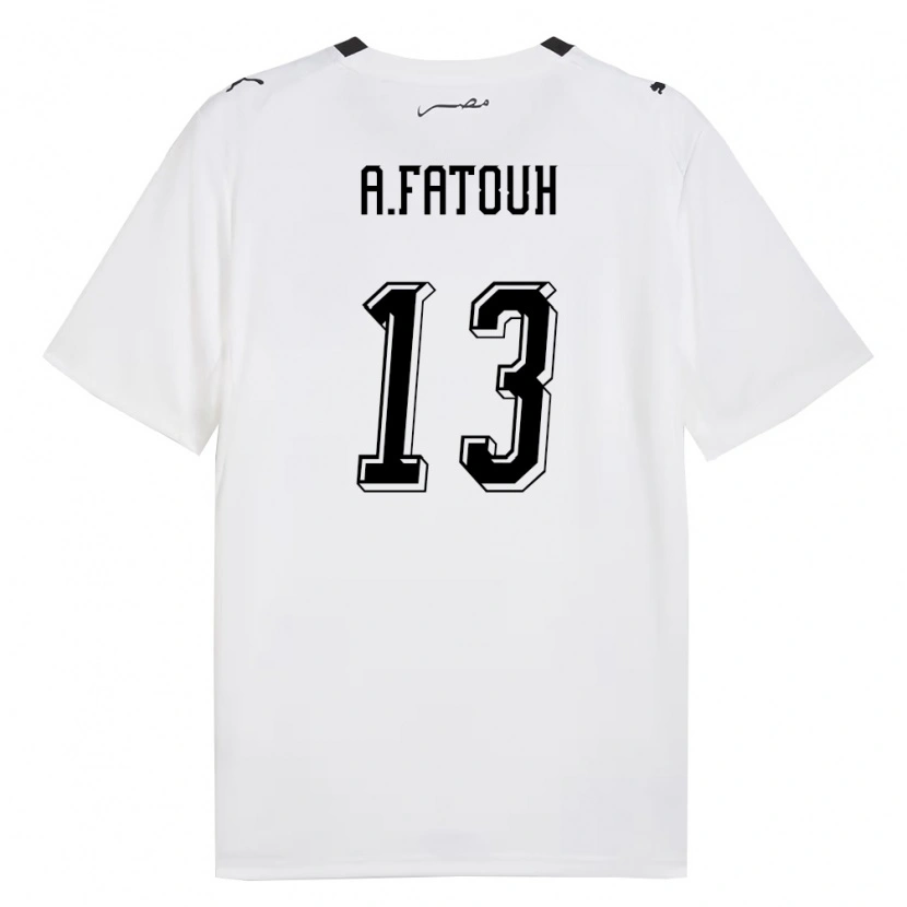 Danxen Hombre Camiseta Egipto Ahmed Fatouh #13 Blanco Gris Negro 2ª Equipación 26-28 La Camisa