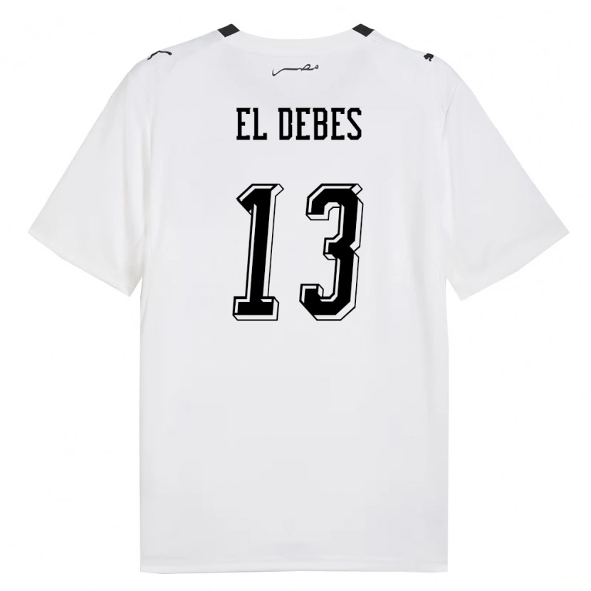 Danxen Hombre Camiseta Egipto Karim El Debes #13 Blanco Gris Negro 2ª Equipación 26-28 La Camisa