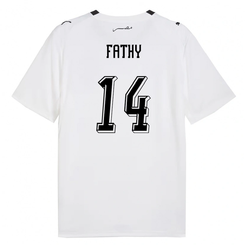 Danxen Hombre Camiseta Egipto Hamdy Fathy #14 Blanco Gris Negro 2ª Equipación 26-28 La Camisa