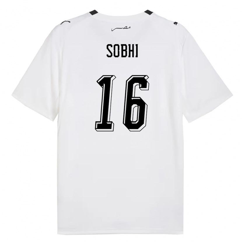 Danxen Hombre Camiseta Egipto Mohamed Sobhi #16 Blanco Gris Negro 2ª Equipación 26-28 La Camisa