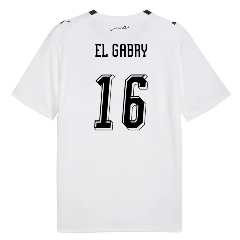 Danxen Hombre Camiseta Egipto Ali El Gabry #16 Blanco Gris Negro 2ª Equipación 26-28 La Camisa