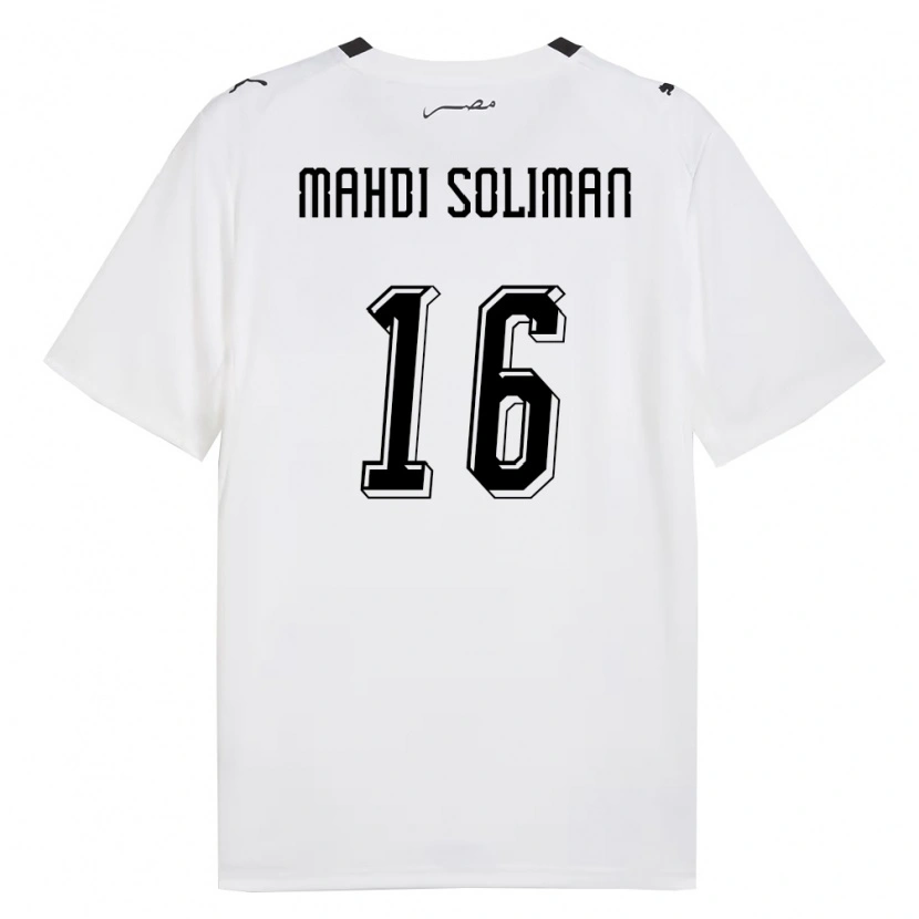 Danxen Hombre Camiseta Egipto El Mahdi Soliman #16 Blanco Gris Negro 2ª Equipación 26-28 La Camisa