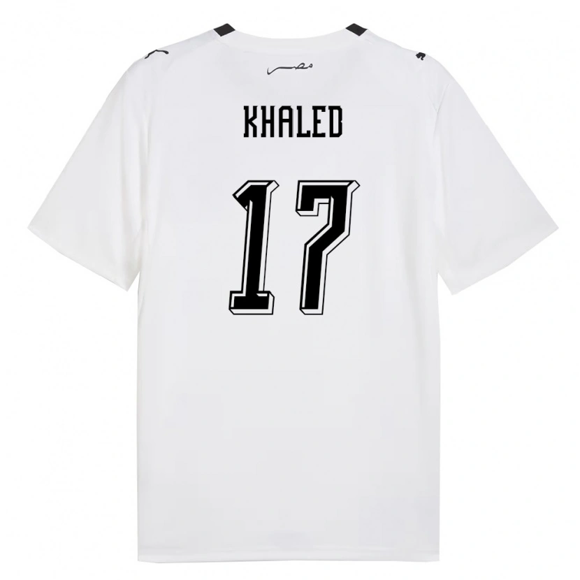 Danxen Hombre Camiseta Egipto Amr Khaled #17 Blanco Gris Negro 2ª Equipación 26-28 La Camisa