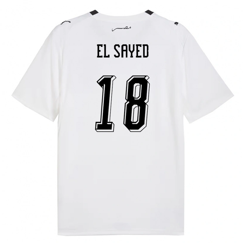 Danxen Hombre Camiseta Egipto Mohamed El Sayed #18 Blanco Gris Negro 2ª Equipación 26-28 La Camisa