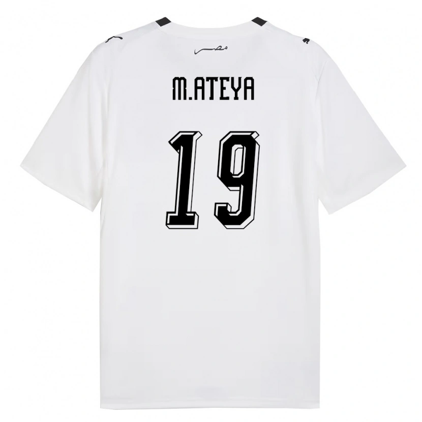 Danxen Hombre Camiseta Egipto Marwan Ateya #19 Blanco Gris Negro 2ª Equipación 26-28 La Camisa
