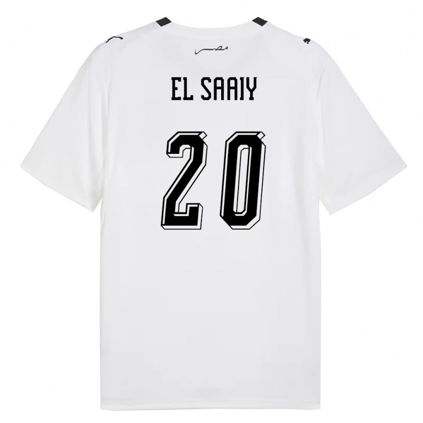 Danxen Hombre Camiseta Egipto Omar El Saaiy #20 Blanco Gris Negro 2ª Equipación 26-28 La Camisa