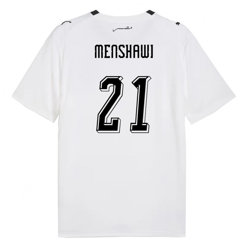 Danxen Hombre Camiseta Egipto Ahmed Menshawi #21 Blanco Gris Negro 2ª Equipación 26-28 La Camisa