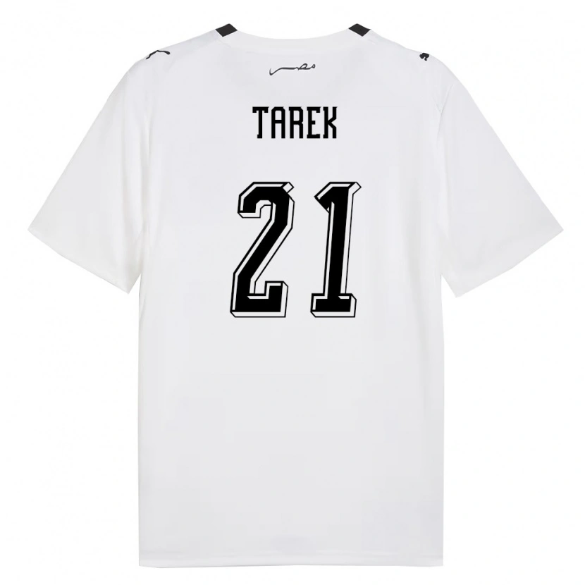 Danxen Hombre Camiseta Egipto Mohamed Tarek #21 Blanco Gris Negro 2ª Equipación 26-28 La Camisa
