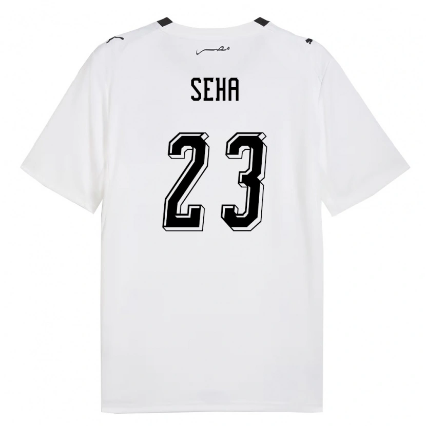 Danxen Hombre Camiseta Egipto Mohamed Seha #23 Blanco Gris Negro 2ª Equipación 26-28 La Camisa