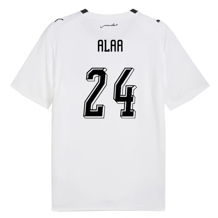 Danxen Hombre Camiseta Egipto Tarek Alaa #24 Blanco Gris Negro 2ª Equipación 26-28 La Camisa
