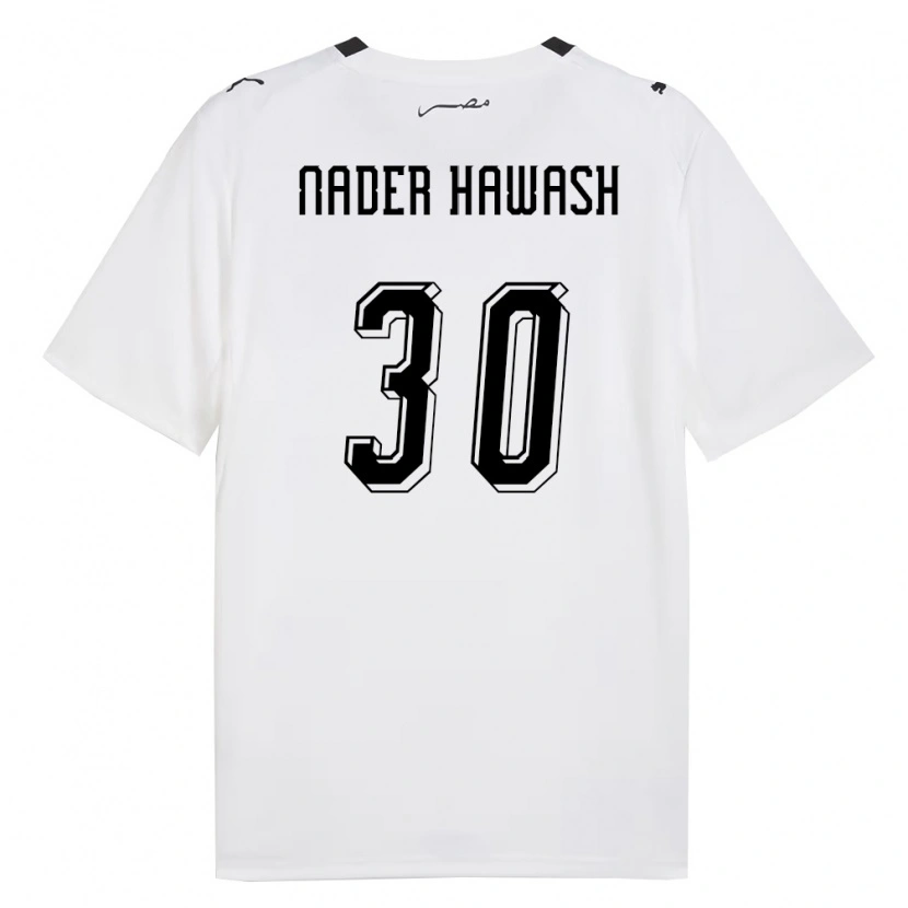 Danxen Hombre Camiseta Egipto Ahmed Nader Hawash #30 Blanco Gris Negro 2ª Equipación 26-28 La Camisa