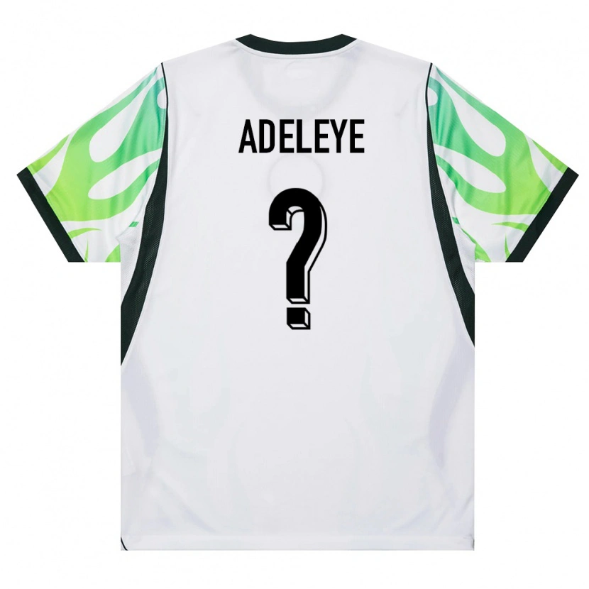 Danxen Hombre Camiseta Nigeria Adebayo Adeleye #0 Blanco Verde 2ª Equipación 26-28 La Camisa
