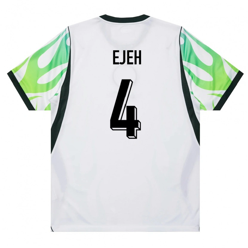 Danxen Hombre Camiseta Nigeria Isaiah Ejeh #4 Blanco Verde 2ª Equipación 26-28 La Camisa