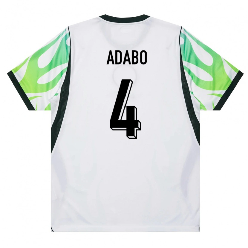 Danxen Hombre Camiseta Nigeria Solomon Adabo #4 Blanco Verde 2ª Equipación 26-28 La Camisa