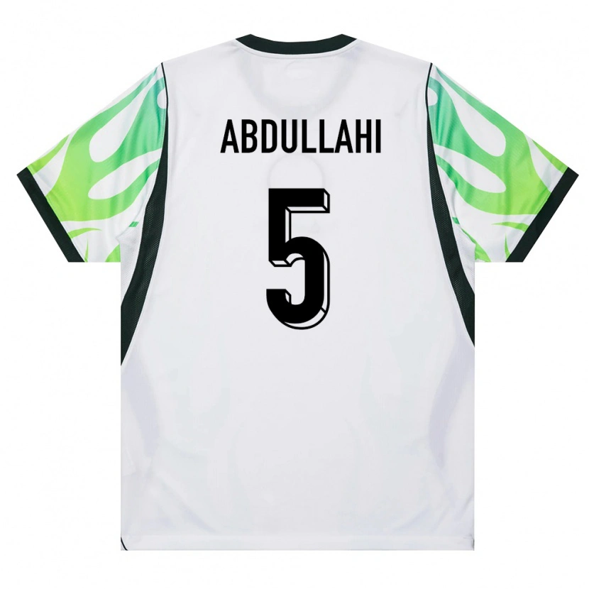 Danxen Hombre Camiseta Nigeria Muhammad Abdullahi #5 Blanco Verde 2ª Equipación 26-28 La Camisa