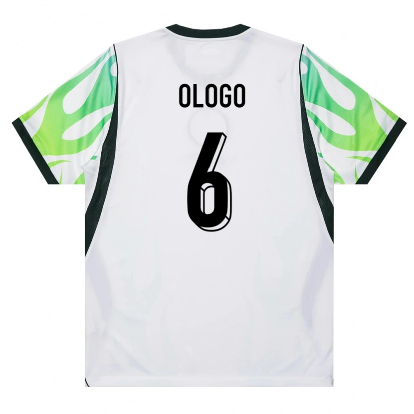 Danxen Hombre Camiseta Nigeria Michael Ologo #6 Blanco Verde 2ª Equipación 26-28 La Camisa