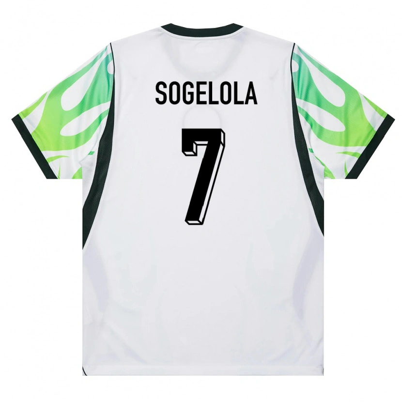 Danxen Hombre Camiseta Nigeria Taiwo Sogelola #7 Blanco Verde 2ª Equipación 26-28 La Camisa