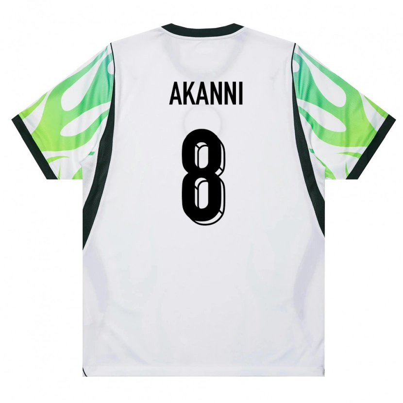Danxen Hombre Camiseta Nigeria Qudus Akanni #8 Blanco Verde 2ª Equipación 26-28 La Camisa