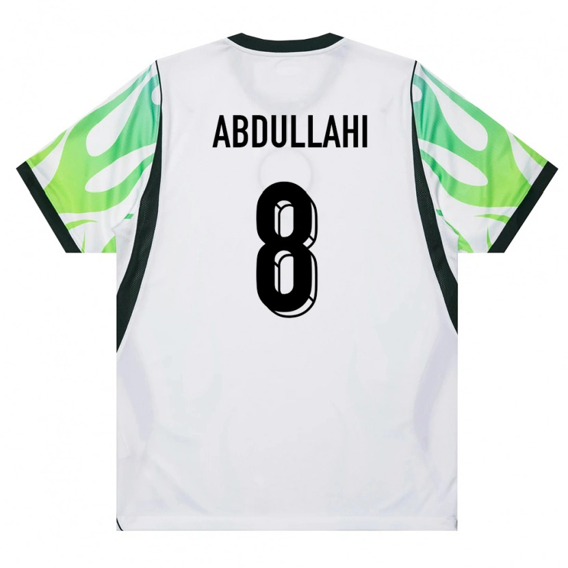 Danxen Hombre Camiseta Nigeria Abubakar Abdullahi #8 Blanco Verde 2ª Equipación 26-28 La Camisa
