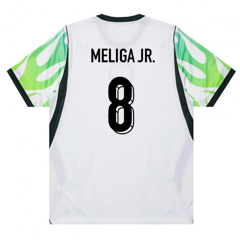 Danxen Hombre Camiseta Nigeria Promise Meliga Jr. #8 Blanco Verde 2ª Equipación 26-28 La Camisa