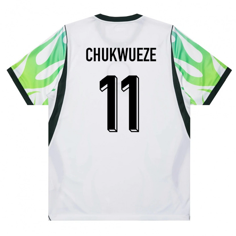 Danxen Hombre Camiseta Nigeria Samuel Chukwueze #11 Blanco Verde 2ª Equipación 26-28 La Camisa