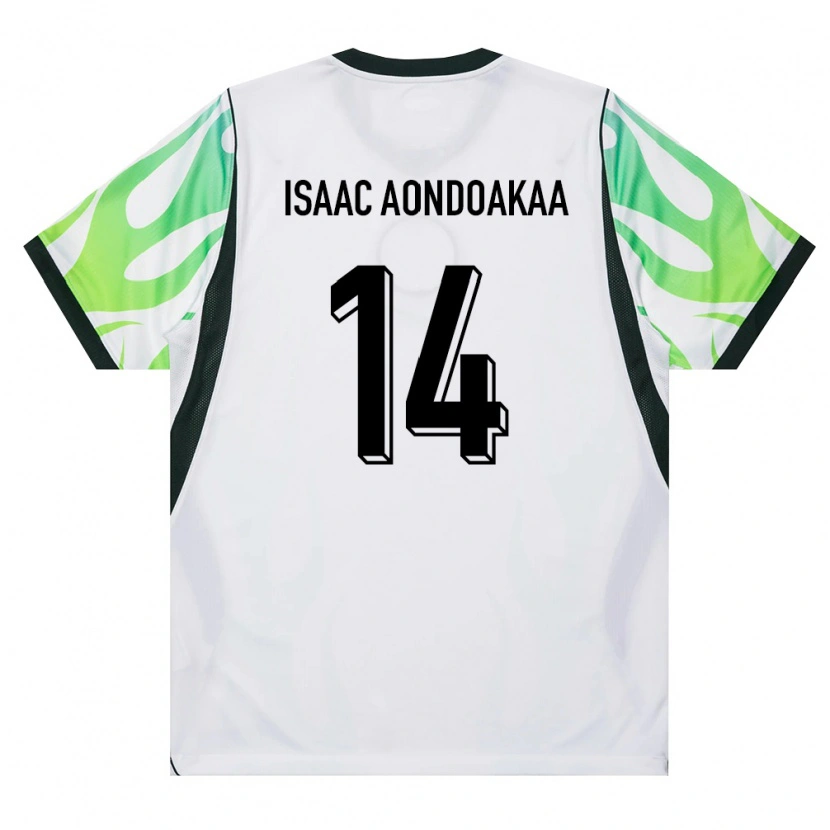 Danxen Hombre Camiseta Nigeria Anongu Isaac Aondoakaa #14 Blanco Verde 2ª Equipación 26-28 La Camisa