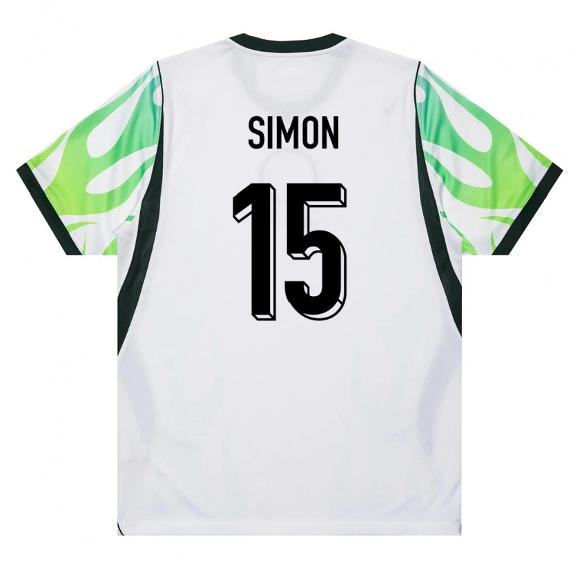 Danxen Hombre Camiseta Nigeria Moses Simon #15 Blanco Verde 2ª Equipación 26-28 La Camisa