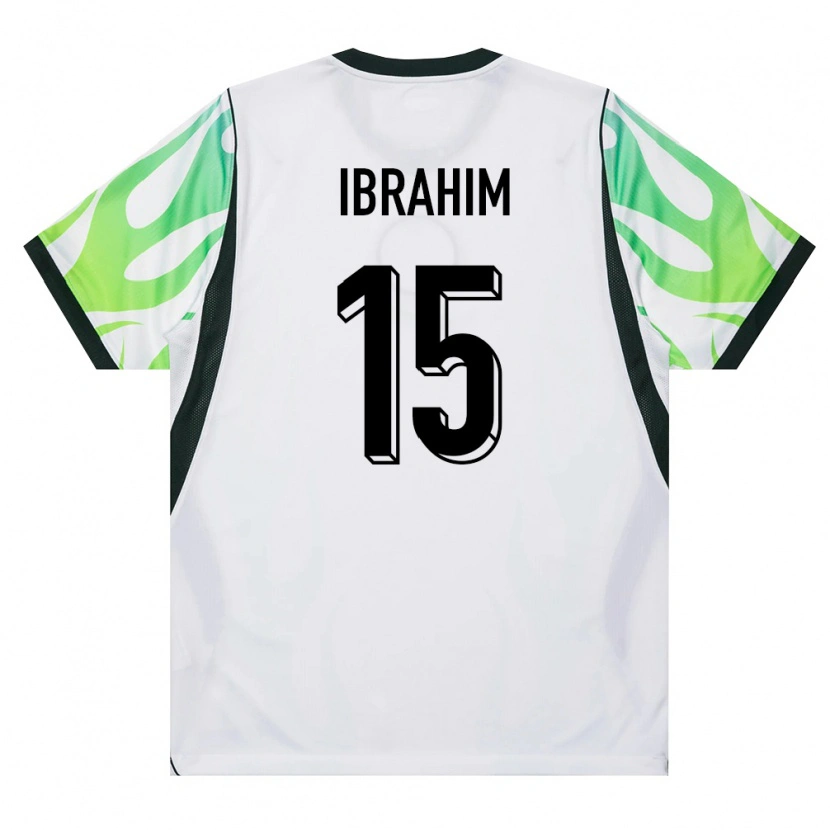 Danxen Hombre Camiseta Nigeria Auwal Ibrahim #15 Blanco Verde 2ª Equipación 26-28 La Camisa