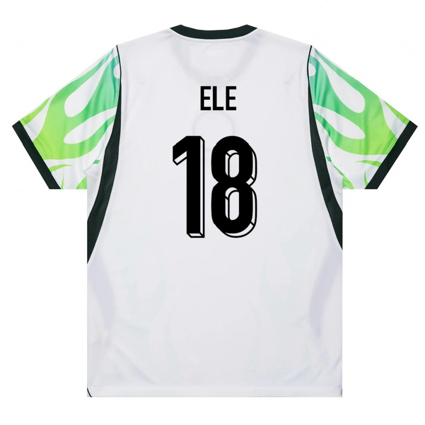Danxen Hombre Camiseta Nigeria Abdullahi Ele #18 Blanco Verde 2ª Equipación 26-28 La Camisa