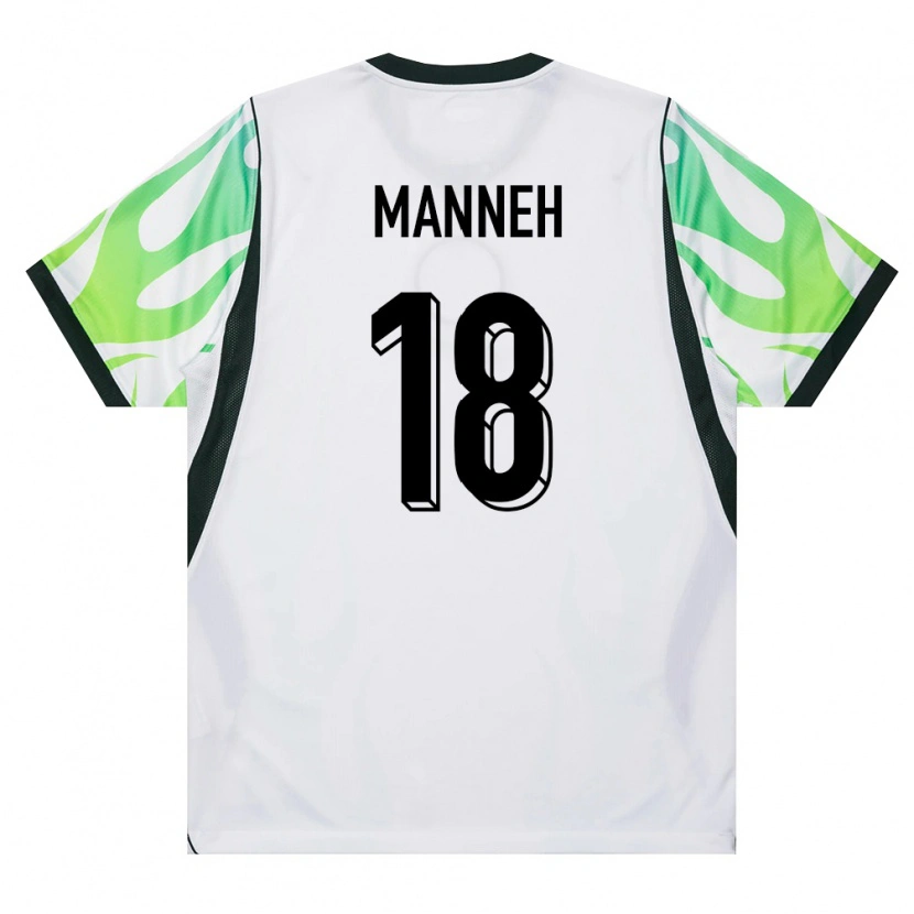 Danxen Hombre Camiseta Nigeria Ebrima Manneh #18 Blanco Verde 2ª Equipación 26-28 La Camisa