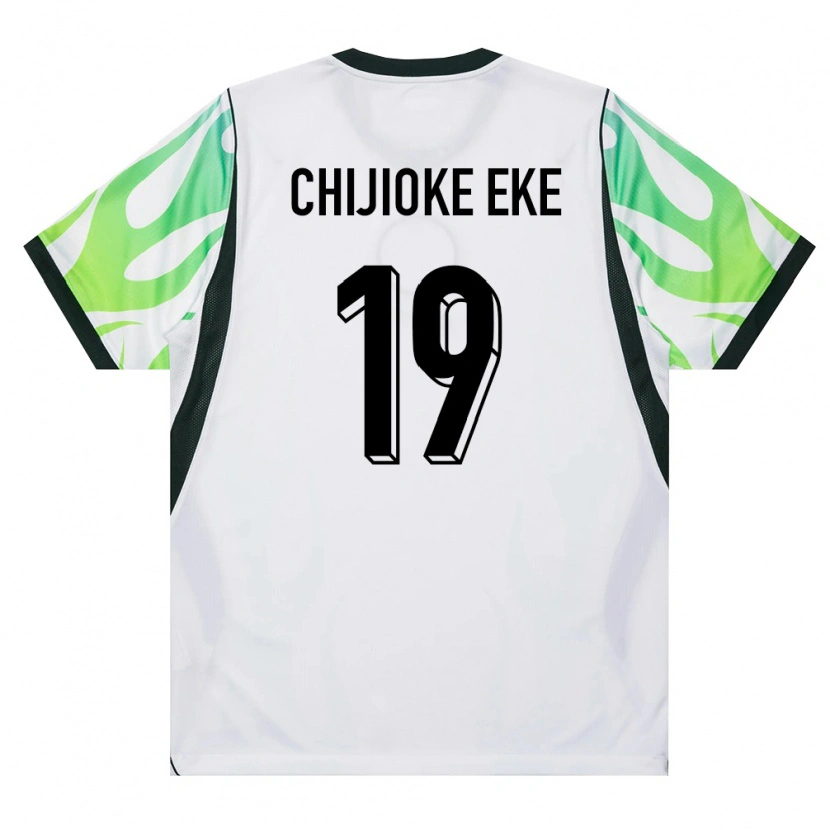 Danxen Hombre Camiseta Nigeria Light Chijioke Eke #19 Blanco Verde 2ª Equipación 26-28 La Camisa