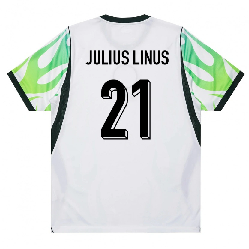 Danxen Hombre Camiseta Nigeria Chijoke Julius Linus #21 Blanco Verde 2ª Equipación 26-28 La Camisa