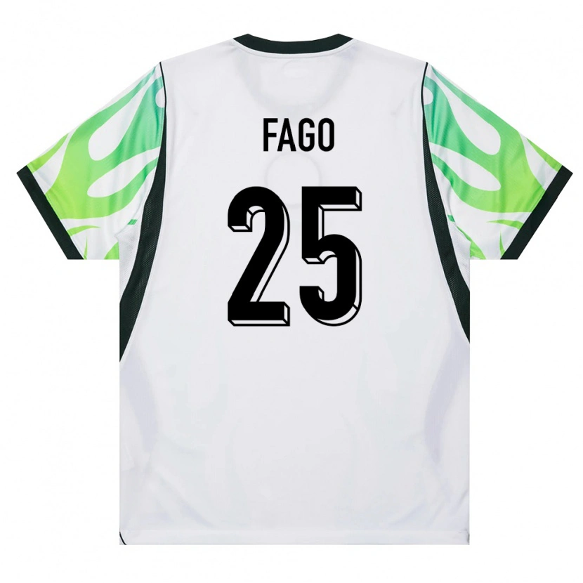Danxen Hombre Camiseta Nigeria Salim Fago Lawal #25 Blanco Verde 2ª Equipación 26-28 La Camisa